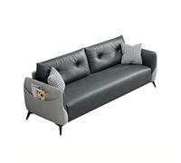 KIBONCY Multi-Functional Sofa with Side Storage Pocket, Minimalist Accent Stain-Resistant Leatherette Upholstery,for Living Room/Office Lounge(B,180cm)