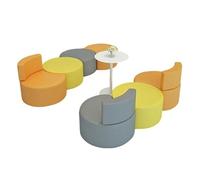KIBONCY Multi-Piece Round Modular Lounge Couch, Petal Circular Sofa, Soft Upholstered Curved Seat for Company Rest Space(I)