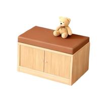KIBONCY Multi-Size Cushioned Wood Shoe Bench Cabinet, Hidden Compartment Changing Stool Organizer for Apartment Hall Playroom Living Room Storage(B,1.4m)