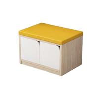 KIBONCY Multicolor PU Cushioned Shoe Storage Bench with Curved Hidden Cabinets, Modular Splicable Wooden Entryway Organizer for Kids Playroom(0.8m)