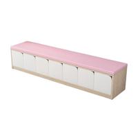 KIBONCY Multicolor PU Cushioned Shoe Storage Bench with Curved Hidden Cabinets, Modular Splicable Wooden Entryway Organizer for Kids Playroom(2.0m)