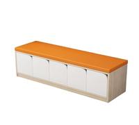 KIBONCY Multicolor PU Cushioned Shoe Storage Bench with Curved Hidden Cabinets, Modular Splicable Wooden Entryway Organizer for Kids Playroom(1.5m)