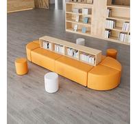 KIBONCY Multifunctional Stool Combination,Sofa and Coffee Table Set with Bookcase,for Library Rest Area Leisure Reading Room Lobby Reception(3)