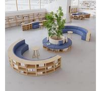 KIBONCY Multifunctional Stool Combination,Sofa and Coffee Table Set with Bookcase,for Library Rest Area Leisure Reading Room Lobby Reception(5)