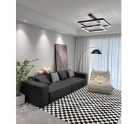 KIBONCY Nordic Cat Scratch Leather Sofa Small Apartment Simple Living Room Modern Shop Rest Area Clothing Fabric Double Three-Person Sofa(1.7m)