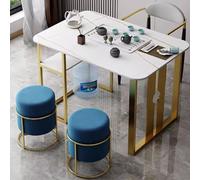 KIBONCY Nordic Minimalist Stone Slab Tea Table and Chair Set, Balcony Simple Coffee Table, Modern Household Small Tea Table Tea Set(Set 1.4m)