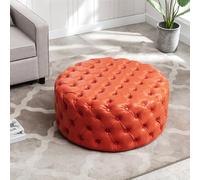 KIBONCY Ottoman Velvet Footrest Vanity Stool, Modern Round Comfortable with Storage for Bedroom/Living Room(B,60x40cm)