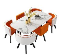 KIBONCY Oval Dining Table and 6 Chairs Set,Luxury for Large Spaces Modular & Metal Legs - Ideal for Open-Concept Living(B)