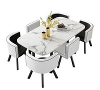 KIBONCY Oval Dining Table and 6 Chairs Set,Luxury for Large Spaces Modular & Metal Legs - Ideal for Open-Concept Living(A)