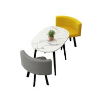 KIBONCY Oval Faux Marble Dining Set, Upholstered Chairs for Small Spaces Stain-Resistant Upholstery, Table for Family Rooms(A)