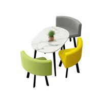 KIBONCY Oval Faux Marble Dining Set, Upholstered Chairs for Small Spaces Stain-Resistant Upholstery, Table for Family Rooms(J)