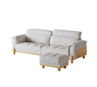 KIBONCY Oversized Accent Chair, Upholstered Armchair with Solid Wood Legs Curved handrail, Single Sofa for Living Room, Bedroom(3.3m+Pedal)