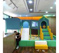 KIBONCY Parque Infantil Interior Acolchado con tobogán, rocódromo y Piscina de Bolas: Estructura Juego Segura Duradera for el hogar, guarderías Locales comerciales. Ideal for Gatear deslizarse(C)