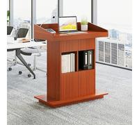 KIBONCY Podio de Atril for Aula con Almacenamiento, Escritorio de Madera for Profesores for Sala de conferencias, Soporte portátil for Hablar for formación, Soporte(A,80 * 50 * 112cm)