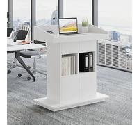 KIBONCY Podio de Atril for Aula con Almacenamiento, Escritorio de Madera for Profesores for Sala de conferencias, Soporte portátil for Hablar for formación, Soporte(C,100 * 50 * 112cm)