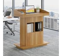 KIBONCY Podio de Atril for Aula con Almacenamiento, Escritorio de Madera for Profesores for Sala de conferencias, Soporte portátil for Hablar for formación, Soporte(C,80 * 50 * 112cm)