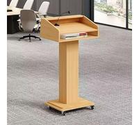 KIBONCY Podio móvil sobre Ruedas, Atril rodante for Sala de conferencias, púlpito portátil for Hablar con Estante de Almacenamiento, podio for Ceremonia de Boda(B)