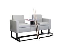 KIBONCY Pool Hall Spectator Seating, Faux Leather Billiard Sofa Chairs with Glass Coffee Table, Durable Game Room Lounge Furniture with Cup Holders(C)