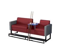 KIBONCY Pool Hall Spectator Seating, Faux Leather Billiard Sofa Chairs with Glass Coffee Table, Durable Game Room Lounge Furniture with Cup Holders(J)