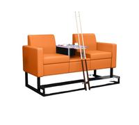 KIBONCY Pool Hall Spectator Seating, Faux Leather Billiard Sofa Chairs with Glass Coffee Table, Durable Game Room Lounge Furniture with Cup Holders(B)