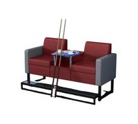 KIBONCY Pool Hall Spectator Seating, Faux Leather Billiard Sofa Chairs with Glass Coffee Table, Durable Game Room Lounge Furniture with Cup Holders(I)