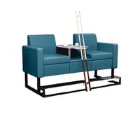 KIBONCY Pool Hall Spectator Seating, Faux Leather Billiard Sofa Chairs with Glass Coffee Table, Durable Game Room Lounge Furniture with Cup Holders(G)