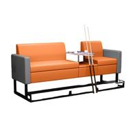 KIBONCY Pool Hall Spectator Seating, Faux Leather Billiard Sofa Chairs with Glass Coffee Table, Durable Game Room Lounge Furniture with Cup Holders(M)