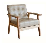 KIBONCY PU Leather Accent Chair, Mid-Century Modern Armchair with Solid Wood Legs, Comfy for Bedroom Reception Waiting Room(5)