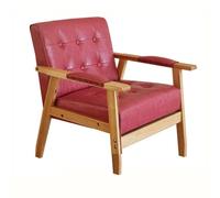 KIBONCY PU Leather Accent Chair, Mid-Century Modern Armchair with Solid Wood Legs, Comfy for Bedroom Reception Waiting Room(3)