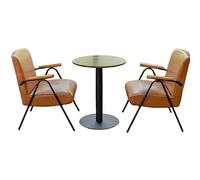 KIBONCY PU Leather Accent Chairs Set Mid-Century Chair, Lounge with Black Metal Legs, for Living, Bedroom, Reading Room(4)