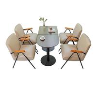 KIBONCY PU Leather Accent Chairs Set Mid-Century Chair, Lounge with Black Metal Legs, for Living, Bedroom, Reading Room(9)