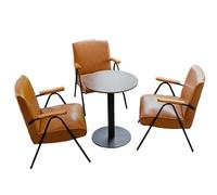 KIBONCY PU Leather Accent Chairs Set Mid-Century Chair, Lounge with Black Metal Legs, for Living, Bedroom, Reading Room(5)