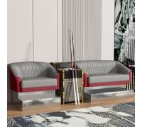 KIBONCY PU Leather Billiard Chair with Side Table, Ergonomic Armchair for Pool Game Room, Heavy-Duty Seating with Cue Holder Space(2)