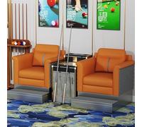 KIBONCY PU Leather Billiard Spectator Sofa, Built-in Side Table Design, Ideal for Pool Hall, Game Room and Commercial Club(A)