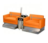 KIBONCY PU Leather Billiard Spectator Waiting Sofa, Modern Cross Decor Pool Hall Viewing Seat, Heavy Duty Furniture for Commercial(E)