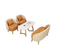KIBONCY PU Leather Seating Set with Coffee Table, Easy-Clean Upholstered Durable Leisure Furniture, Solid Wood Legs for Home Office(A)