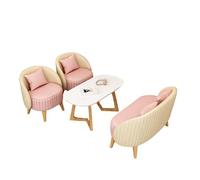 KIBONCY PU Leather Seating Set with Coffee Table, Easy-Clean Upholstered Durable Leisure Furniture, Solid Wood Legs for Home Office(F)