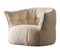 KIBONCY Puf para Adultos, puf con reposabrazos, puf, cómodo sillón de Chenilla, sofás Individuales Perezosos para Dormitorio, Sala de Estar, Lectura(White)