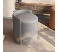 KIBONCY Puf Redondo de Piel, puf pequeño, Taburete Giratorio de Maquillaje, cojín Suave y bajo, reposapiés Moderno for Dormitorio, Sala de Estar, Dormitorio, Espacio(D-Light Grey)