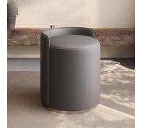 KIBONCY Puf Redondo de Piel, puf pequeño, Taburete Giratorio de Maquillaje, cojín Suave y bajo, reposapiés Moderno for Dormitorio, Sala de Estar, Dormitorio, Espacio(A-Grey)