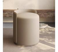 KIBONCY Puf Redondo de Piel, puf pequeño, Taburete Giratorio de Maquillaje, cojín Suave y bajo, reposapiés Moderno for Dormitorio, Sala de Estar, Dormitorio, Espacio(A-Khaki)