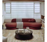 KIBONCY Red Wine-Colored ARC-Shaped Sofa, Sofa For The Reception Area In The Office of The Clothing Store, Hotel Lobby Rest Area(B,2.8m)