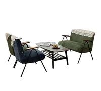 KIBONCY Retro 2-Seater Loveseat & Single Chair Set, Vintage Living Room Furniture, Lace-Detail Upholstered for Apartment(D)