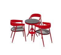 KIBONCY Retro Industrial Bistro Table and Chair Set, Height-Adjustable Round, Metal Frame Chairs for Small Patio Balcony Kitchen Nook(B)