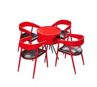 KIBONCY Retro Industrial Bistro Table and Chair Set, Height-Adjustable Round, Metal Frame Chairs for Small Patio Balcony Kitchen Nook(F)