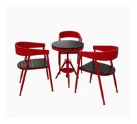 KIBONCY Retro Industrial Bistro Table and Chair Set, Height-Adjustable Round, Metal Frame Chairs for Small Patio Balcony Kitchen Nook(H)