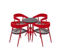 KIBONCY Retro Industrial Bistro Table and Chair Set, Height-Adjustable Round, Metal Frame Chairs for Small Patio Balcony Kitchen Nook(C)