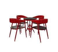 KIBONCY Retro Industrial Bistro Table and Chair Set, Height-Adjustable Round, Metal Frame Chairs for Small Patio Balcony Kitchen Nook(I)