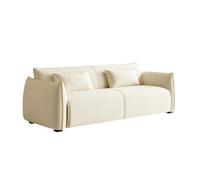 KIBONCY Retro Minimalist Velvet Upholstered Sofa, Oversized Wide Armrest 3 Seater Comfort Living Room Couch, Modern for Studio Rental House