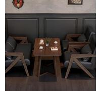 KIBONCY Retro-Style Coffee Shop Table and Chair Sets, Black Bar and Hotel Lobby Sofa Booths, Commercial Negotiation and Reception Chairs(Set 3)